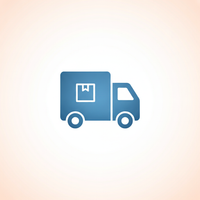 Stylized graphic icon of a delivery truck with a package on its side, against a white background.